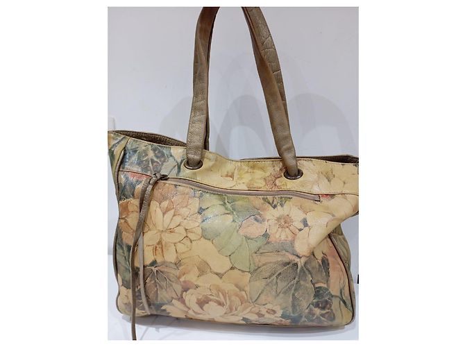 Autre Marque Borsa Tote in Pelle con Stampa Floreale Marrone Multicolore - vista 3