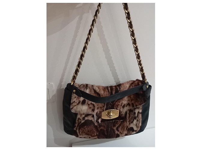 Borsa in pelle nera Furla con motivo leopardato Nero Stampa leopardo - vista 2