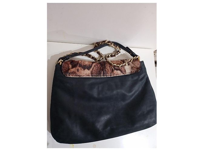 Borsa in pelle nera Furla con motivo leopardato Nero Stampa leopardo - vista 4