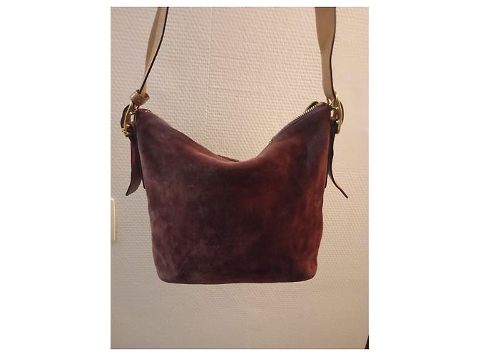 Vintage lila Wildleder Coach Umhängetasche Bordeaux - Ansicht 3