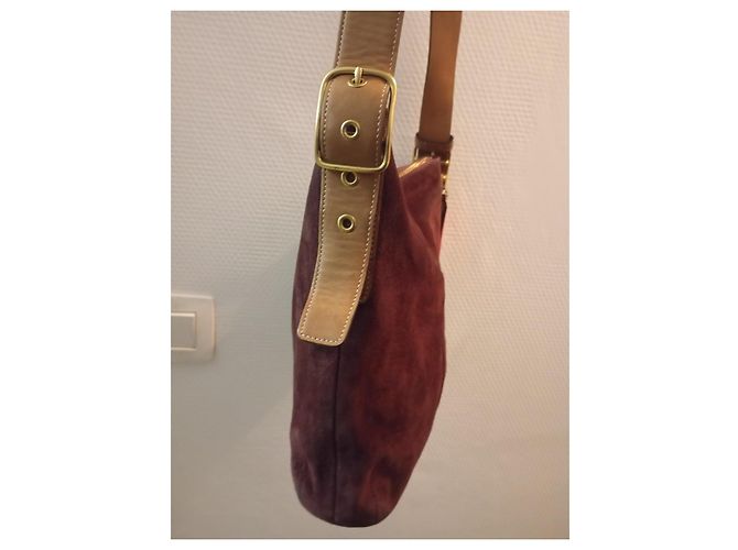 Vintage lila Wildleder Coach Umhängetasche Bordeaux - Ansicht 6