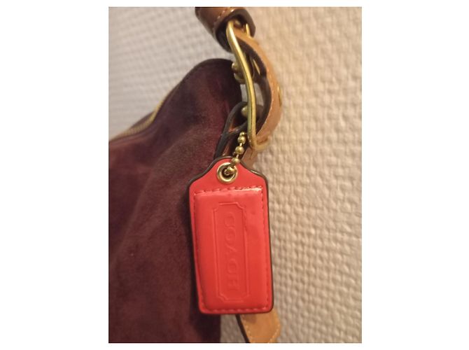 Vintage lila Wildleder Coach Umhängetasche Bordeaux - Ansicht 7