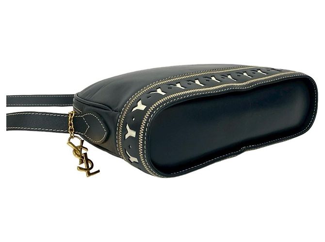 Borsa a Spalla in Pelle Blu Navy Yves Saint Laurent - vista 7