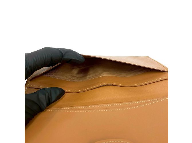 Céline Celine Macadam Triomphe Logo Leder Bifold Geldbörse mit Verschluss Braun Beige - Ansicht 8