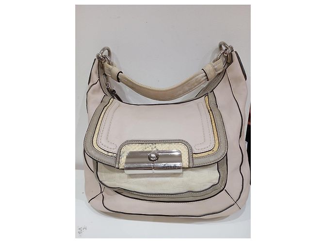 Borsa a mano Coach in pelle beige - vista 3