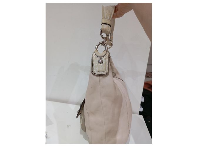 Borsa a mano Coach in pelle beige - vista 5