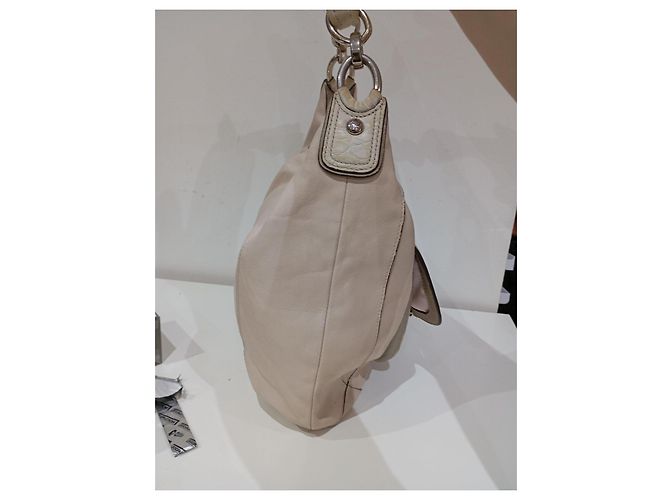 Borsa a mano Coach in pelle beige - vista 6