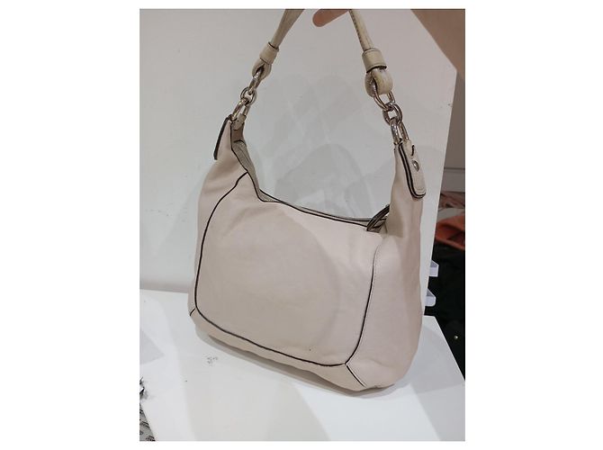 Borsa a mano Coach in pelle beige - vista 7