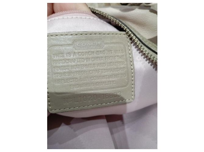 Borsa a mano Coach in pelle beige - vista 9