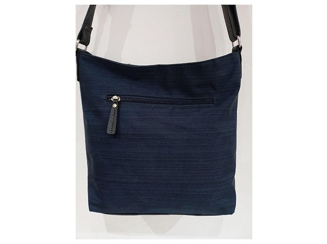 Autre Marque Borsa a spalla blu navy in tela e pelle - vista 2