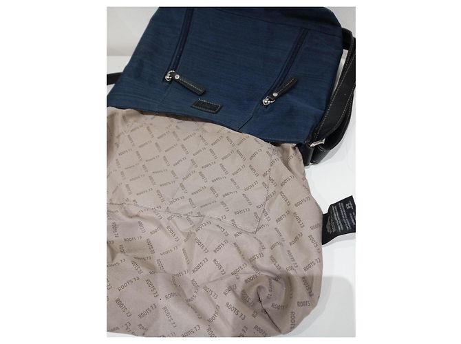 Autre Marque Borsa a spalla blu navy in tela e pelle - vista 7