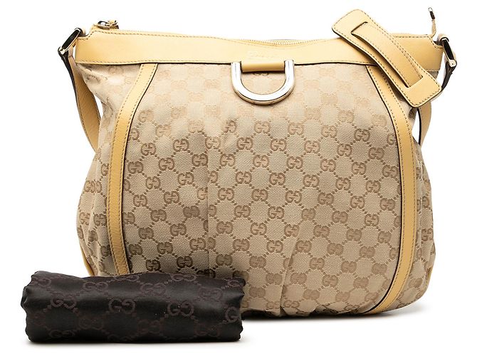 Borsa a tracolla Gucci in tela GG marrone Abbey D Ring Beige - vista 8