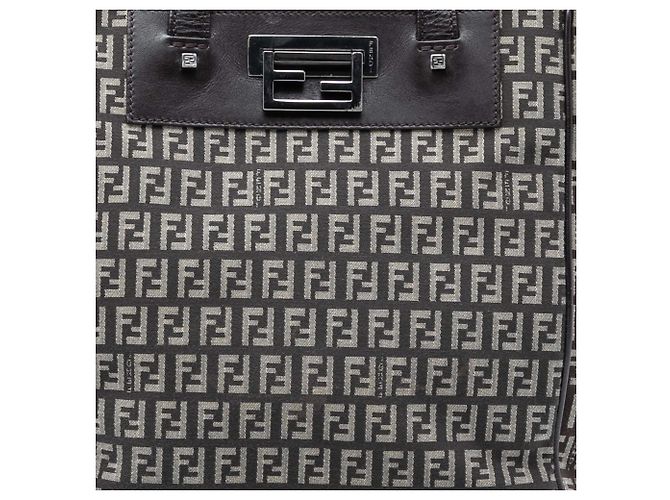 Fendi Braune Zucchino Canvas Tote Dunkelbraun - Ansicht 7