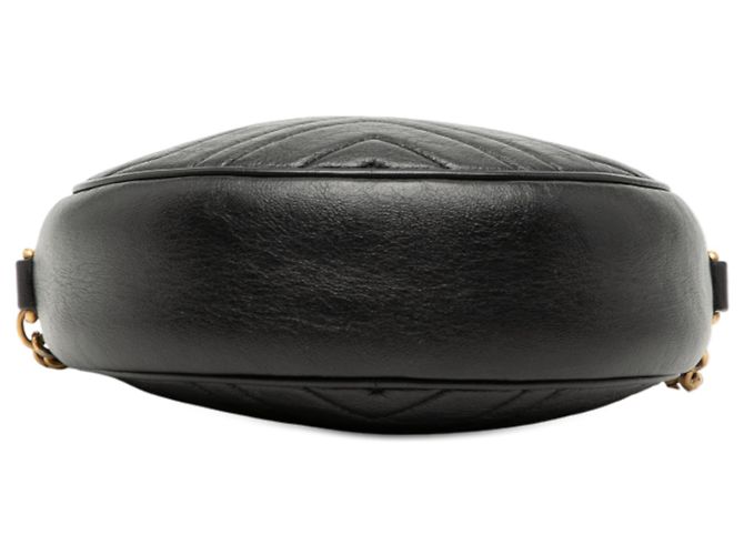 Gucci Mini GG Marmont in pelle nera, borsa rotonda a tracolla Nero - vista 3