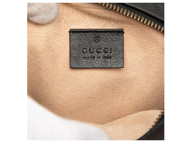 Gucci Mini GG Marmont in pelle nera, borsa rotonda a tracolla Nero - vista 5