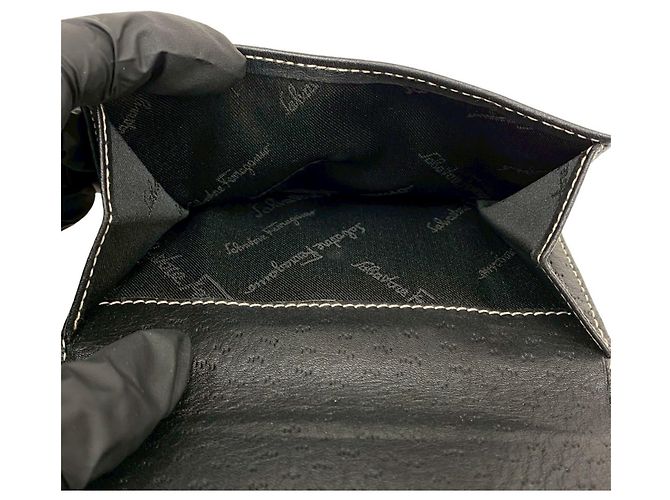 Billetera bifold de cuero Gancini Salvatore Ferragamo Negro - vista 10