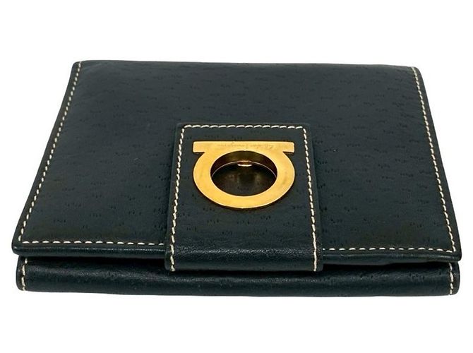Billetera bifold de cuero Gancini Salvatore Ferragamo Negro - vista 3