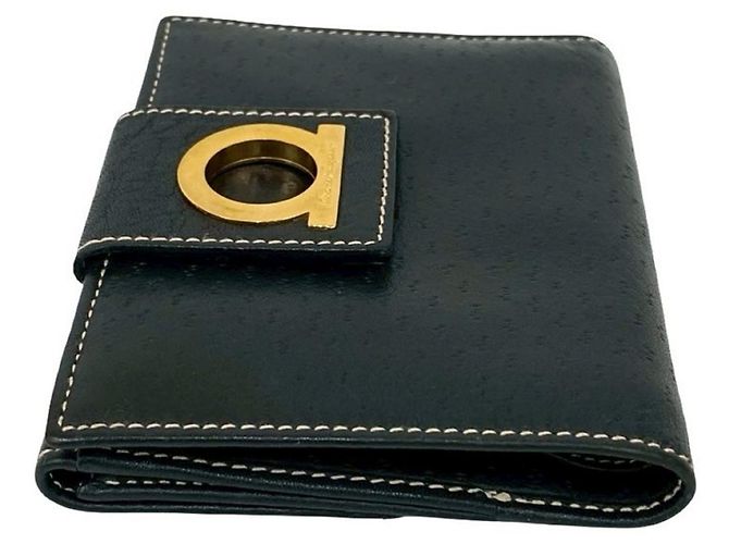Billetera bifold de cuero Gancini Salvatore Ferragamo Negro - vista 4