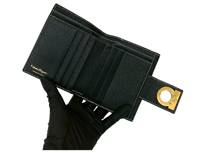 Billetera bifold de cuero Gancini Salvatore Ferragamo Negro - vista 7