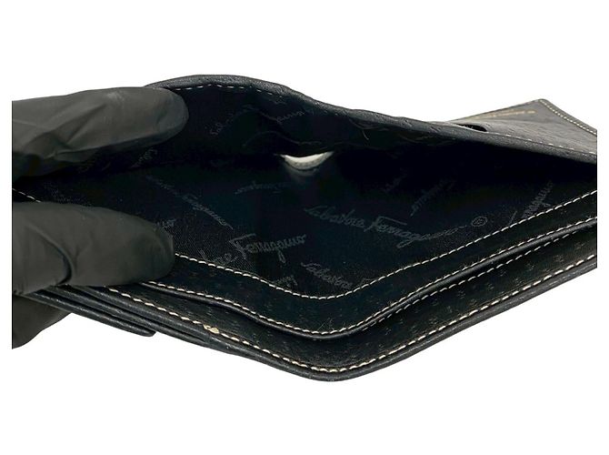 Billetera bifold de cuero Gancini Salvatore Ferragamo Negro - vista 8
