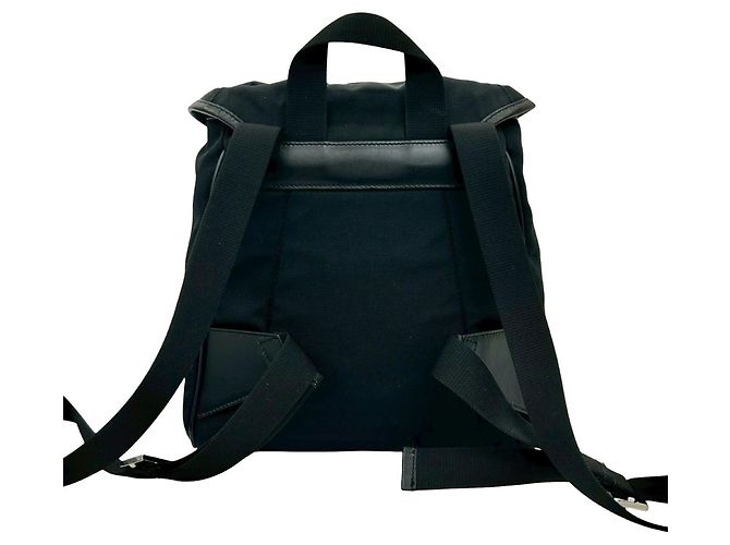 Mochila mini de nylon e couro de bezerro com logo Gucci Preto - vista 3