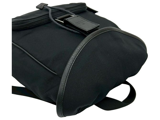 Mochila mini de nylon e couro de bezerro com logo Gucci Preto - vista 4