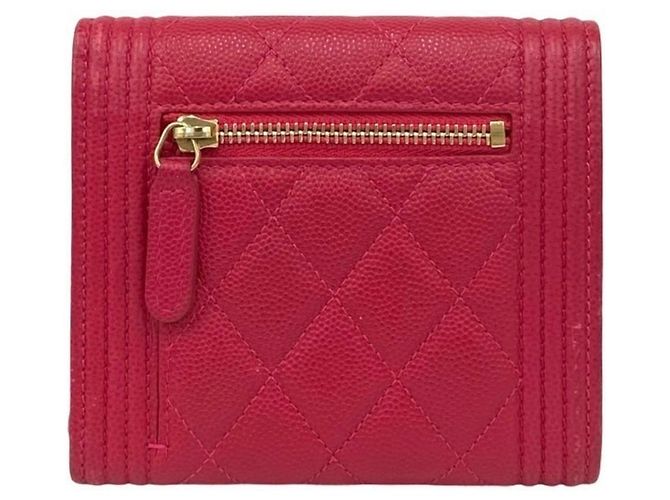 Cartera tri-fold de cuero caviar rosa Chanel Boy - vista 2