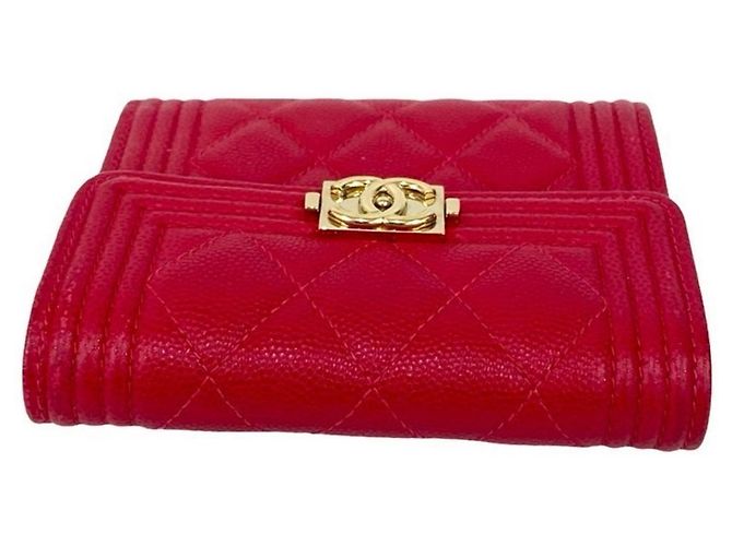 Cartera tri-fold de cuero caviar rosa Chanel Boy - vista 3