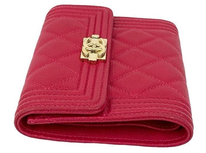 Cartera tri-fold de cuero caviar rosa Chanel Boy - vista 4
