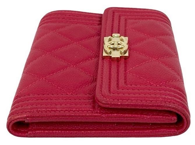 Cartera tri-fold de cuero caviar rosa Chanel Boy - vista 5