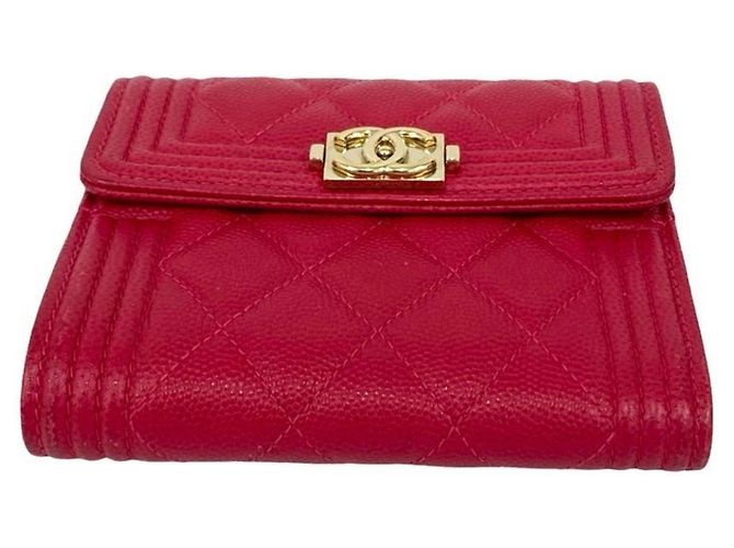 Cartera tri-fold de cuero caviar rosa Chanel Boy - vista 6