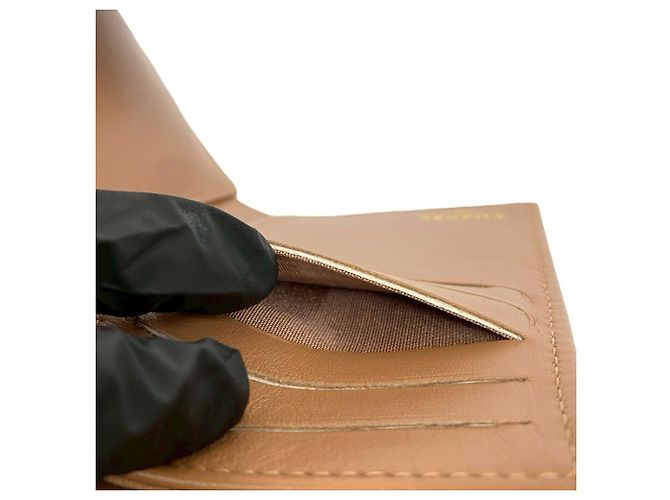 Cartera tri-fold de piel de ternera granulada beige Chanel - vista 9