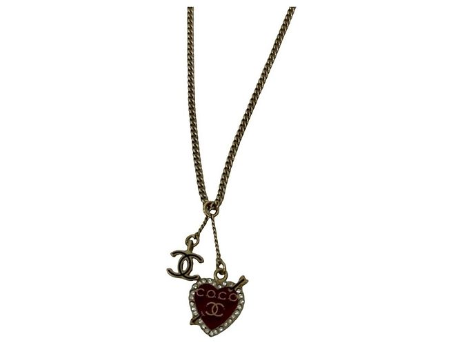 Collana con motivo a cuore Coco Mark in oro e strass rossi di CHANEL Rosso D'oro - vista 4