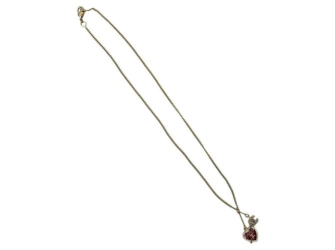 Collana con motivo a cuore Coco Mark in oro e strass rossi di CHANEL Rosso D'oro - vista 5