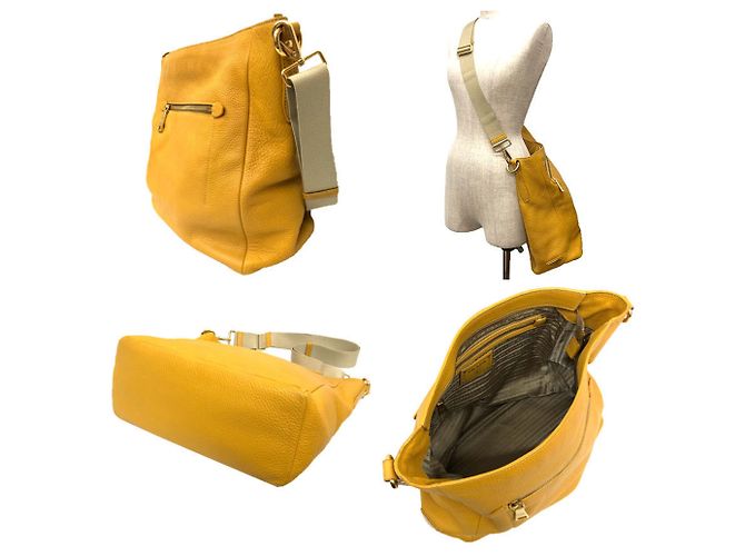 Borsa a spalla in pelle gialla Prada Giallo - vista 2