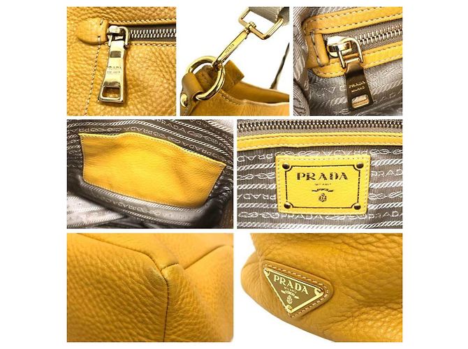 Borsa a spalla in pelle gialla Prada Giallo - vista 3