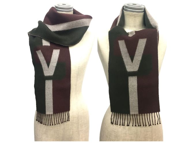Louis Vuitton Echarpe V Historique Herren Schal Bordeaux Khaki - Ansicht 2