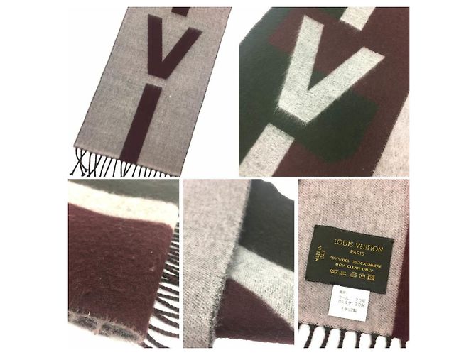 Louis Vuitton Echarpe V Historique Herren Schal Bordeaux Khaki - Ansicht 3