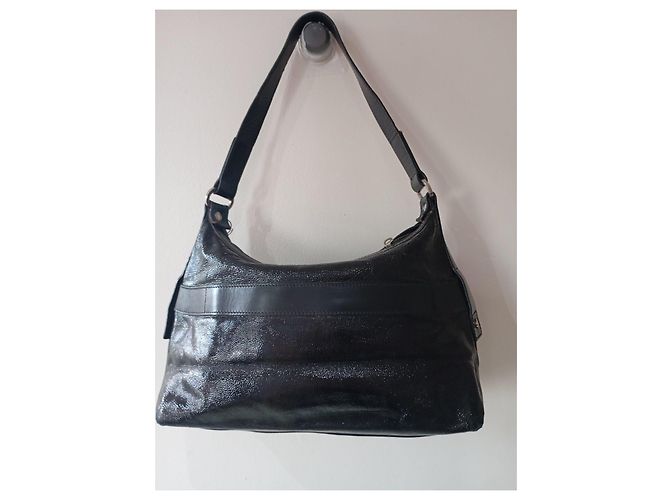 Borsa a Mano Lancel in Pelle Verniciata Nera Nero - vista 2