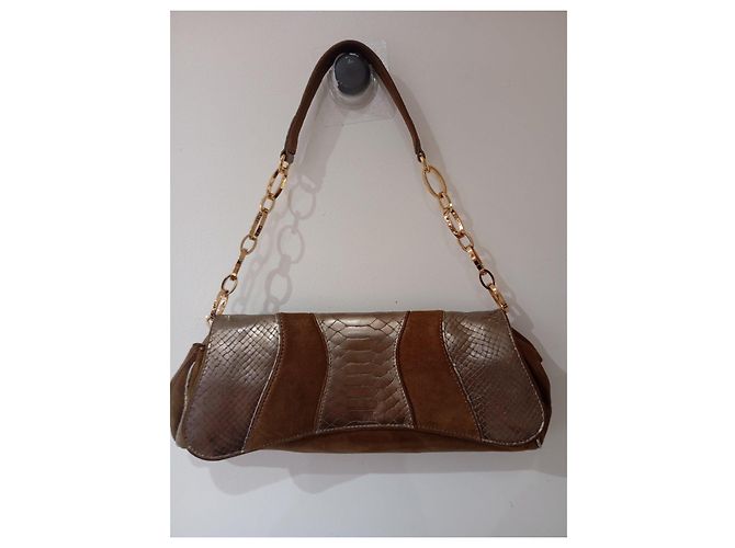 Autre Marque Borsa in pelle e camoscio Marrone - vista 2