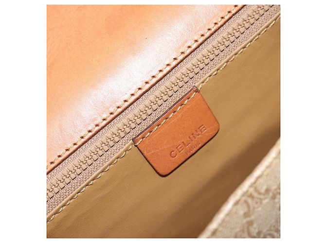 Céline Celine Vintage Macadam Canvas et Cuir Beige - vue 6