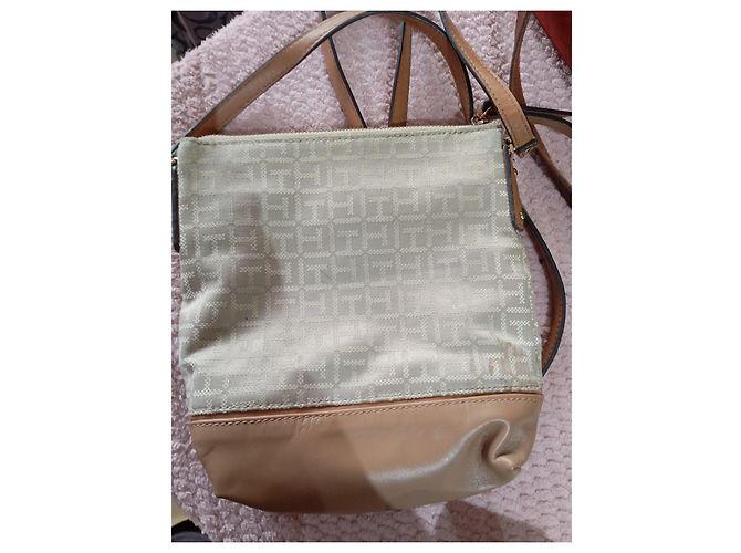 Borsa a Spalla Tommy Hilfiger Monogramma Beige e Pelle Marrone - vista 2