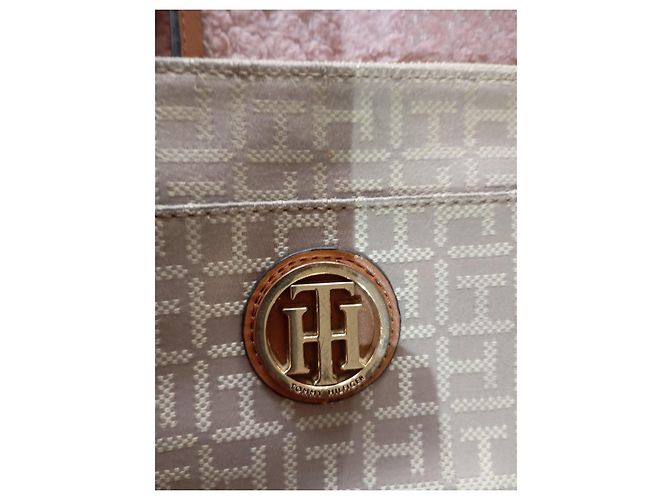 Borsa a Spalla Tommy Hilfiger Monogramma Beige e Pelle Marrone - vista 3