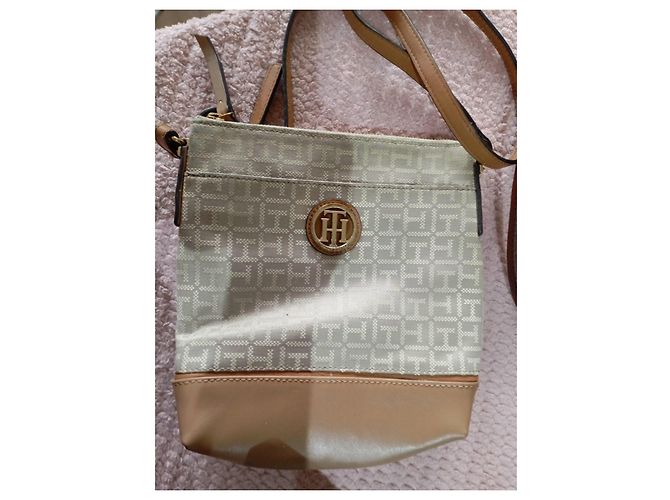 Borsa a Spalla Tommy Hilfiger Monogramma Beige e Pelle Marrone - vista 4