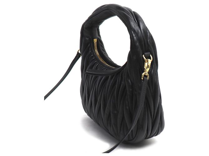 Borsa a spalla piccola Miu Wonder Matelassé in pelle Miu Miu Nero - vista 2
