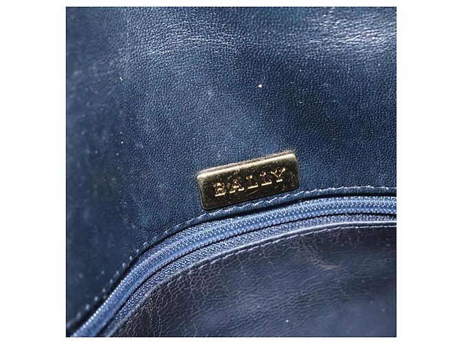 Bally Vintage Chain Cuero Acolchado Azul marino - vista 6