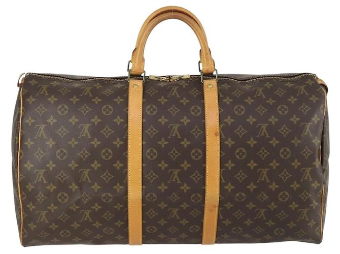 Borsa Keepall Louis Vuitton in tela Monogram 55 Marrone - vista 2