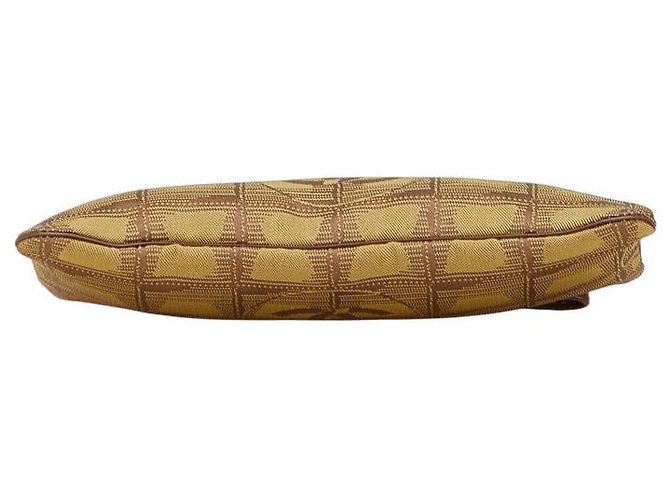 Timeless Bolso de lona y cuero de la nueva línea de viaje de Chanel Castaño Caqui - vista 3