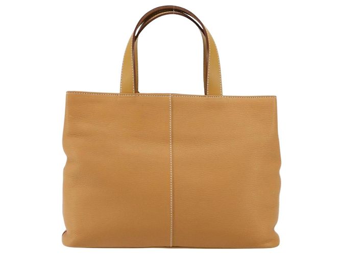 Borsa tote vintage Burberry in pelle Beige - vista 2