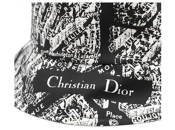 Cappello bucket Oblique Trotter Christian Dior Nero Bianco Beige Arancione - vista 3